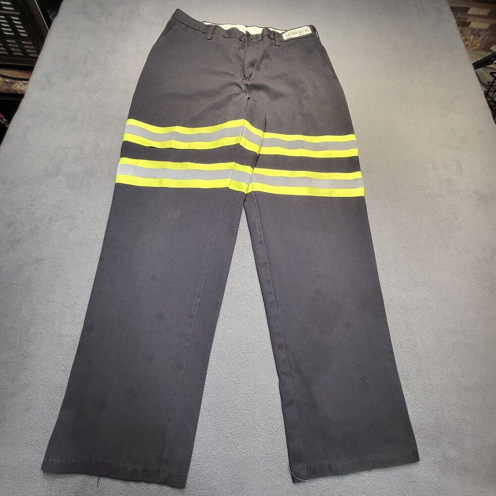 Cintas Work Pants Mens 33x30 Black Hi Vis Uniform Reflective Safety